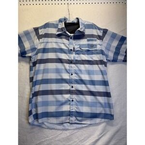 Wrangler Premium Quality Large White & Blue Plaid Fishing Shirt